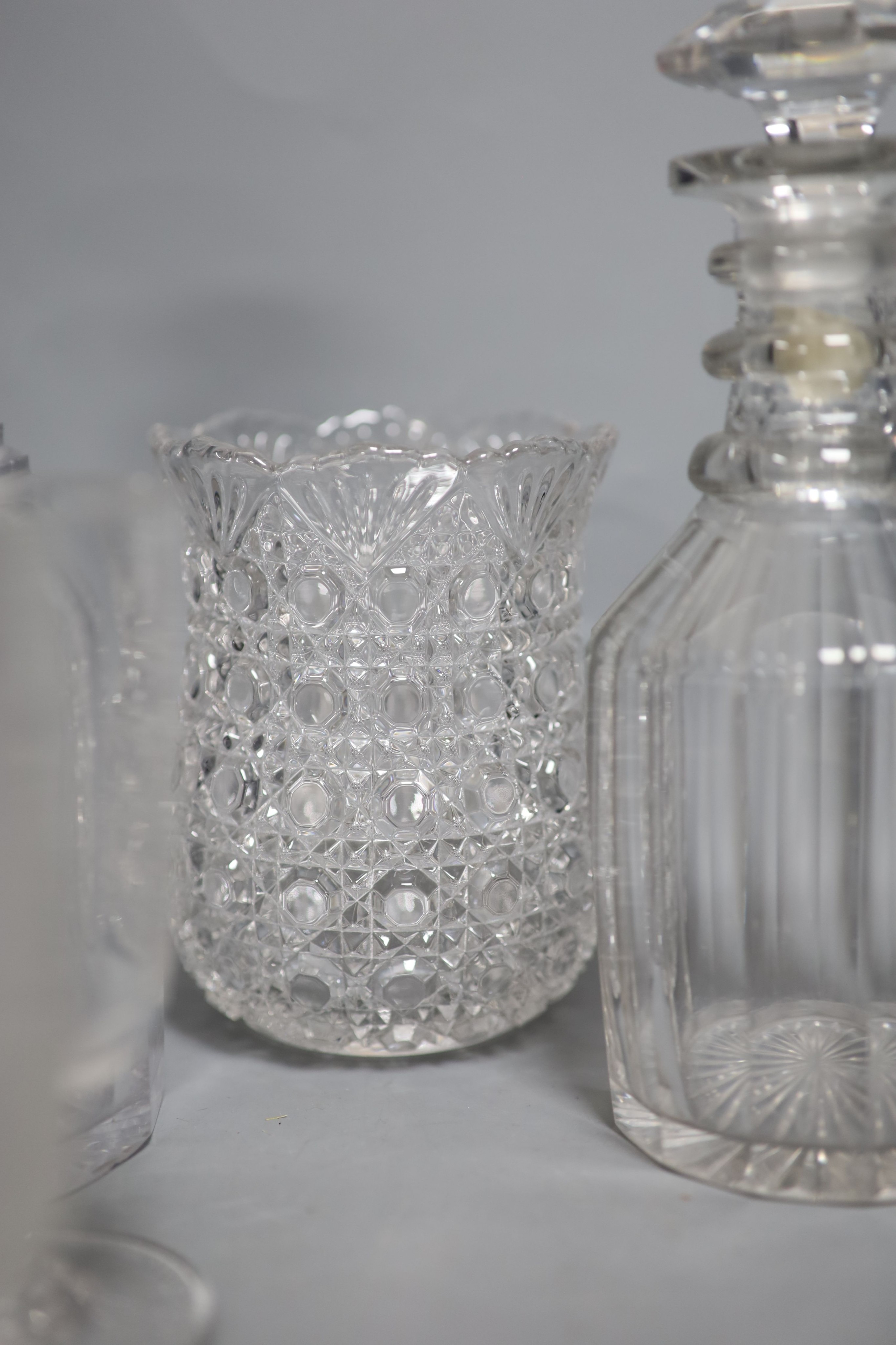 A quantity of glass including Regency decanters